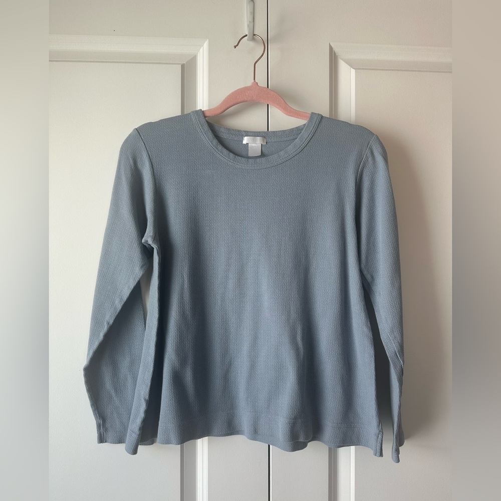 LAKE Women’s Pointelle Long Sleeve Pajama Top French Blue Size XS